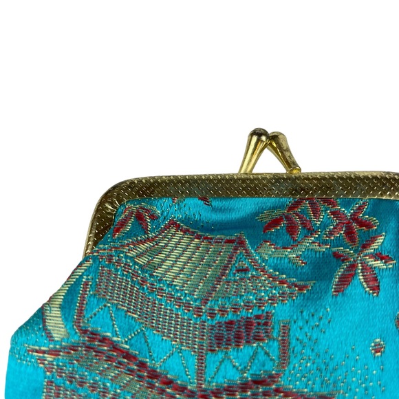 Vintage Pagoda Chinese China Clasp Closing Small Coin Change Purse Wallet Geisha - Picture 9 of 12